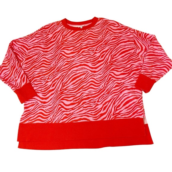 Cabana by Crown & Ivy Women's Crewneck Sweatshirt Oversized Zebra Print Size L - Picture 1 of 8